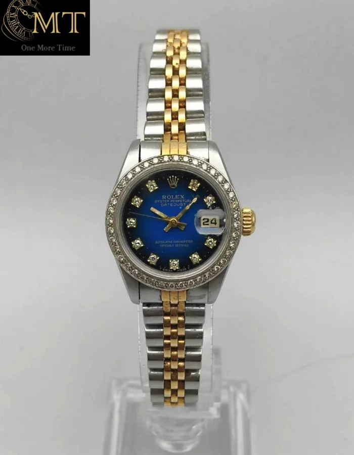 Rolex Lady-Datejust 26mm Steel & Gold  Blue Vignette Diamond Dial Ref.69173