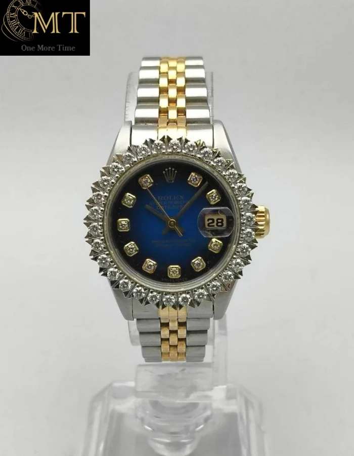 Rolex Lady-Datejust 26mm Two-Tone Blue Vignette Diamond Dial Ref.79173
