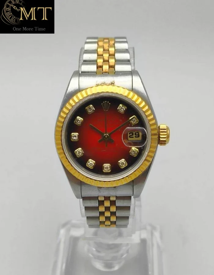 Rolex Lady-Datejust 26mm Two-Tone Red Vignette Dial Ref.79173