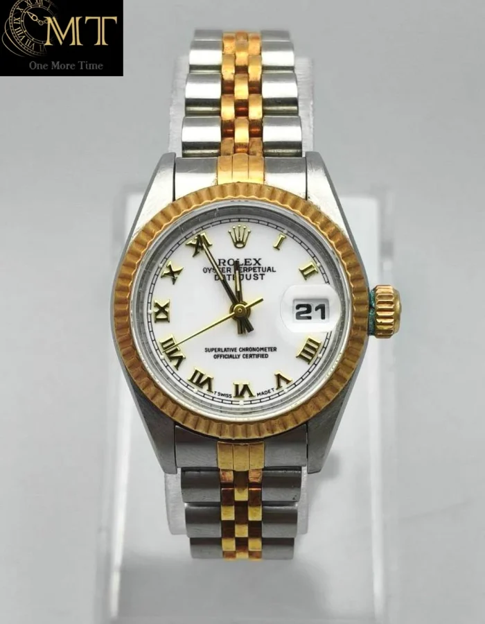 Rolex Lady-Datejust 26mm Two-Tone White Roman Dial Ref.69173