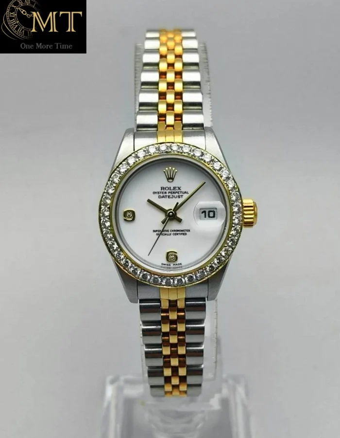 Rolex Lady-Datejust 26mm White Dial Diamond Bezel Gold & Steel Jubilee Ref.79173