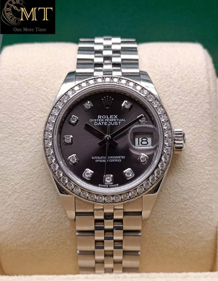 Rolex Lady-Datejust 28mm SS & White Gold Dark Grey Dial Ref.279384RBR