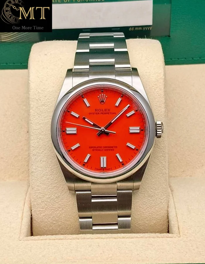 Rolex Oyster Perpetual 36mm Steel Coral Red Dial Ref.126000