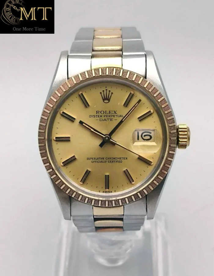 Rolex Oyster Perpetual Date 34mm Champagne Dial Vintage Watch Ref.15053
