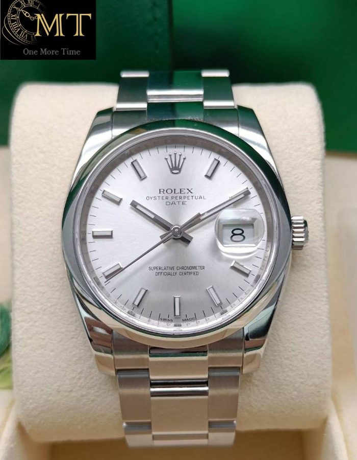 Rolex Oyster Perpetual Date 34mm Silver Dial Ref.115200