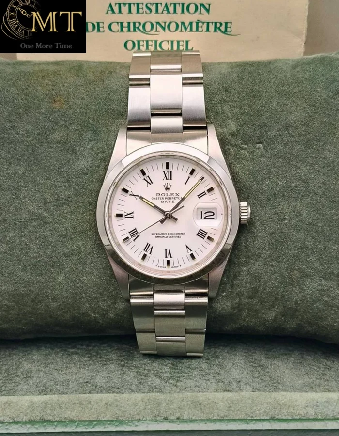 Rolex Oyster Perpetual Date 34mm Steel White Roman Dial Ref.15200
